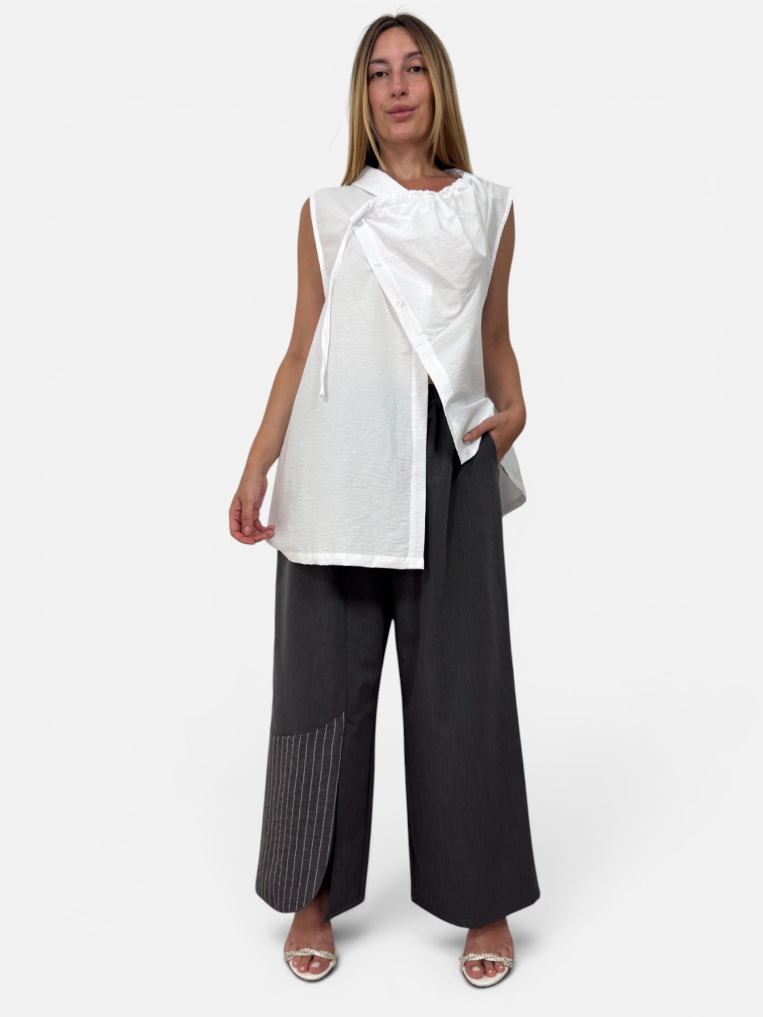 Camicia/Gilet Panama Bianco Aléa Uni