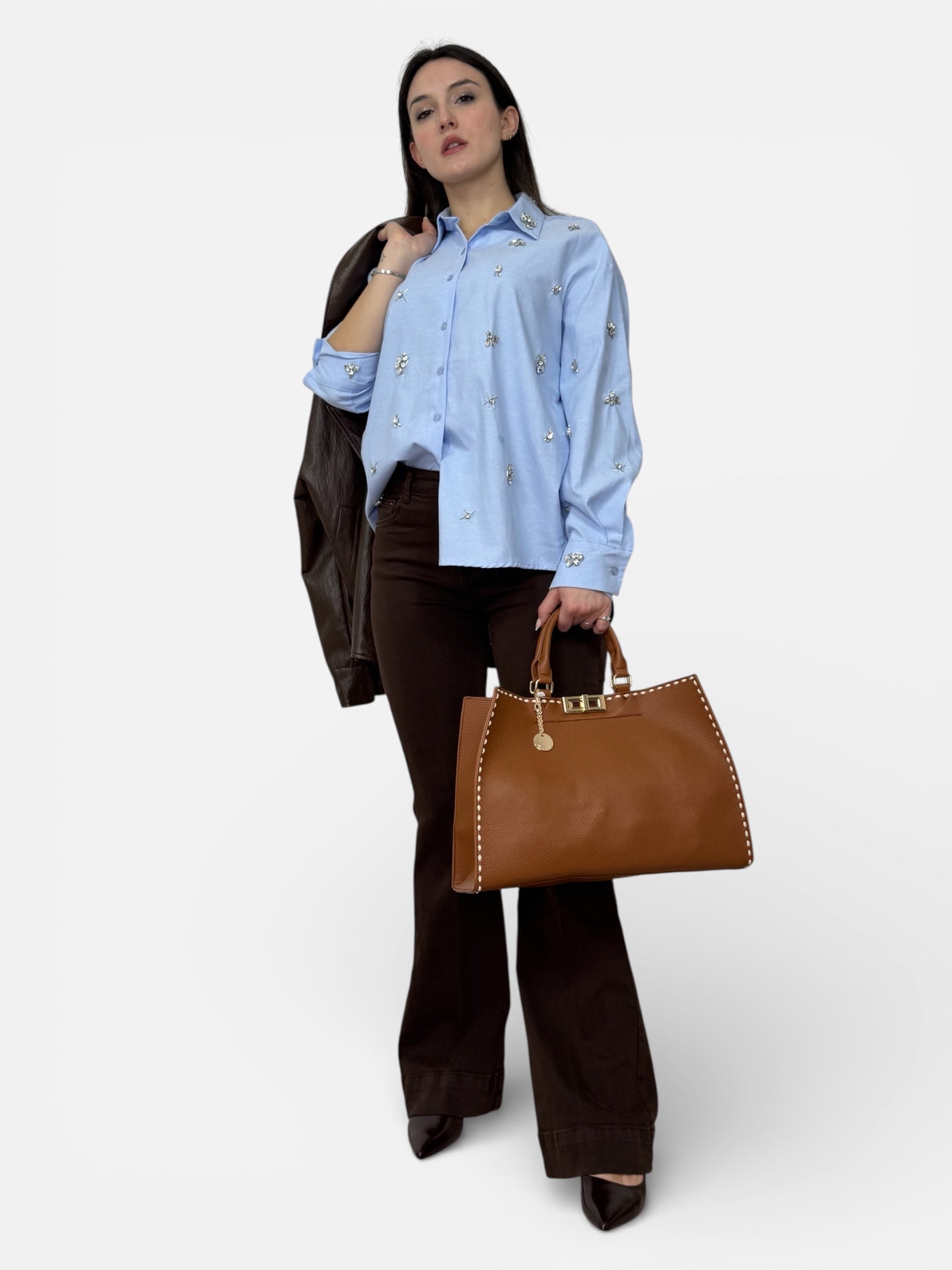 Camicia Azzurra Strass