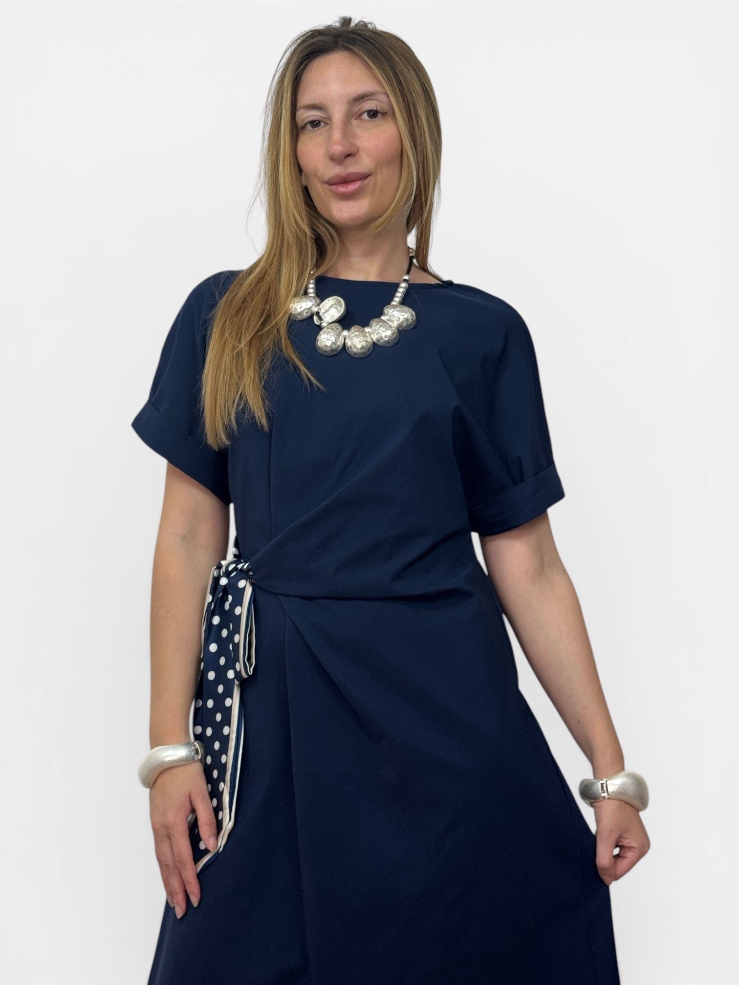 Abito Fiocco Pois Blu