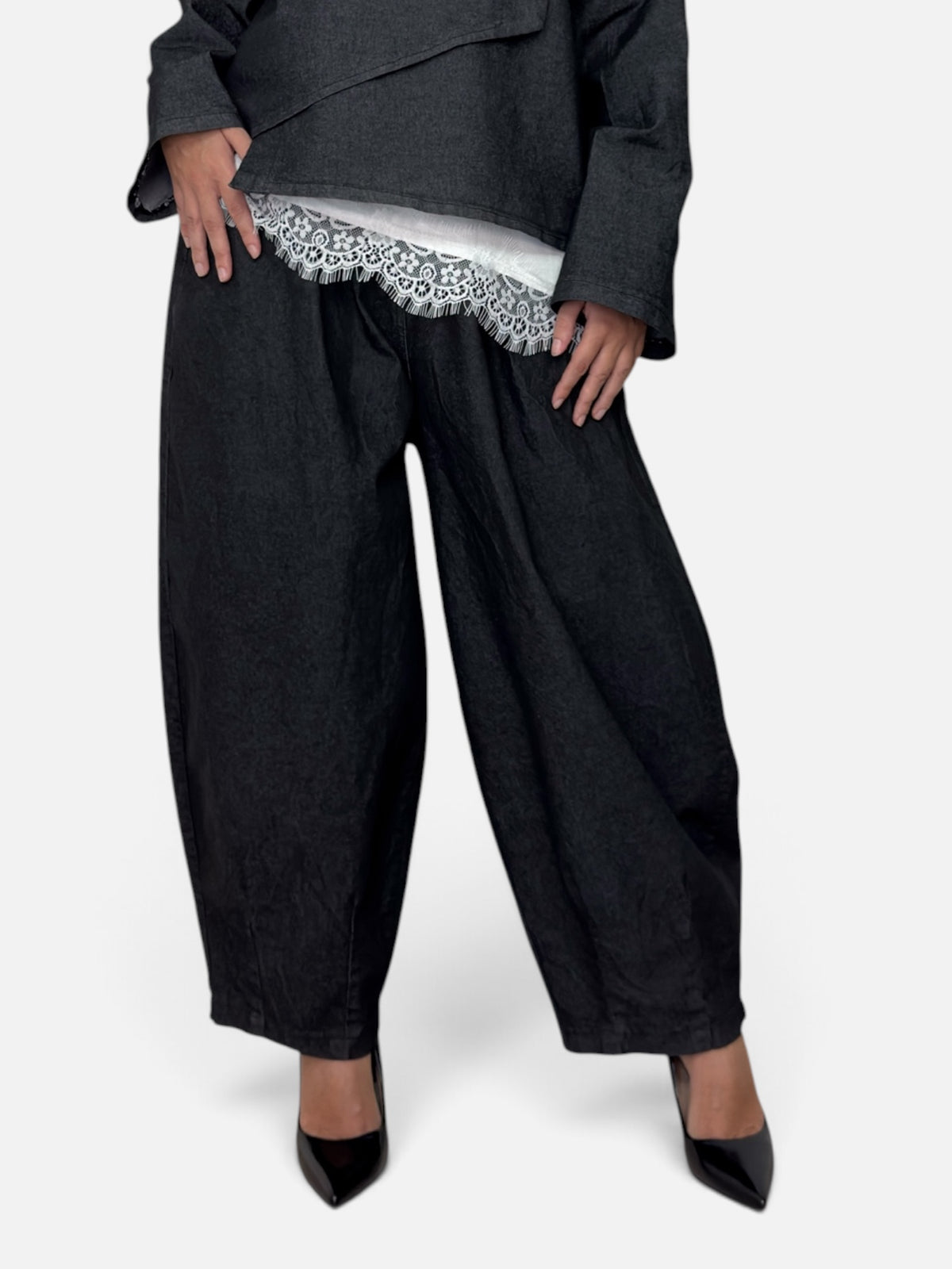 Pantalone Kyr Denim Barrel Black