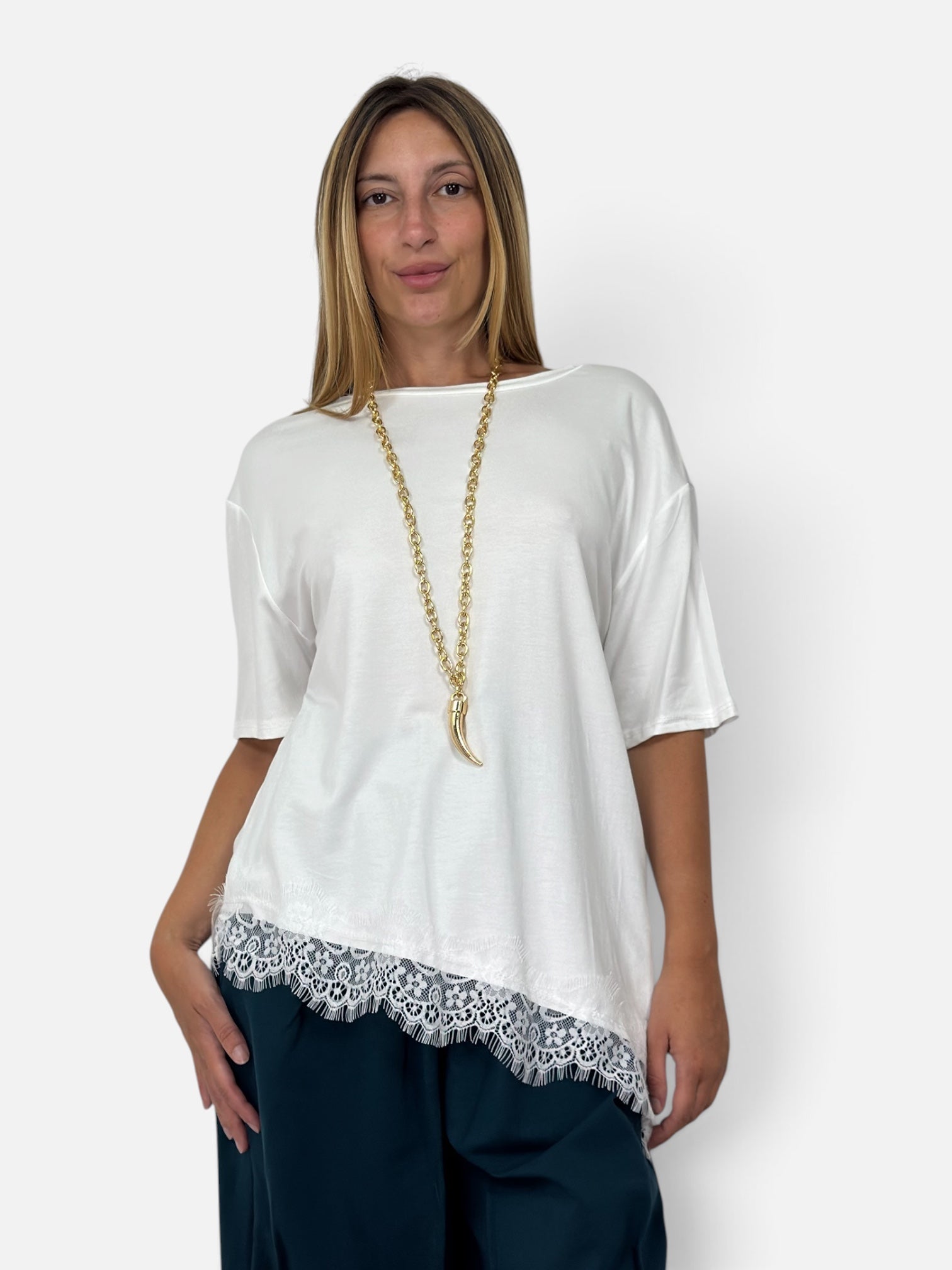 T-Shirt Pizzo Bianca