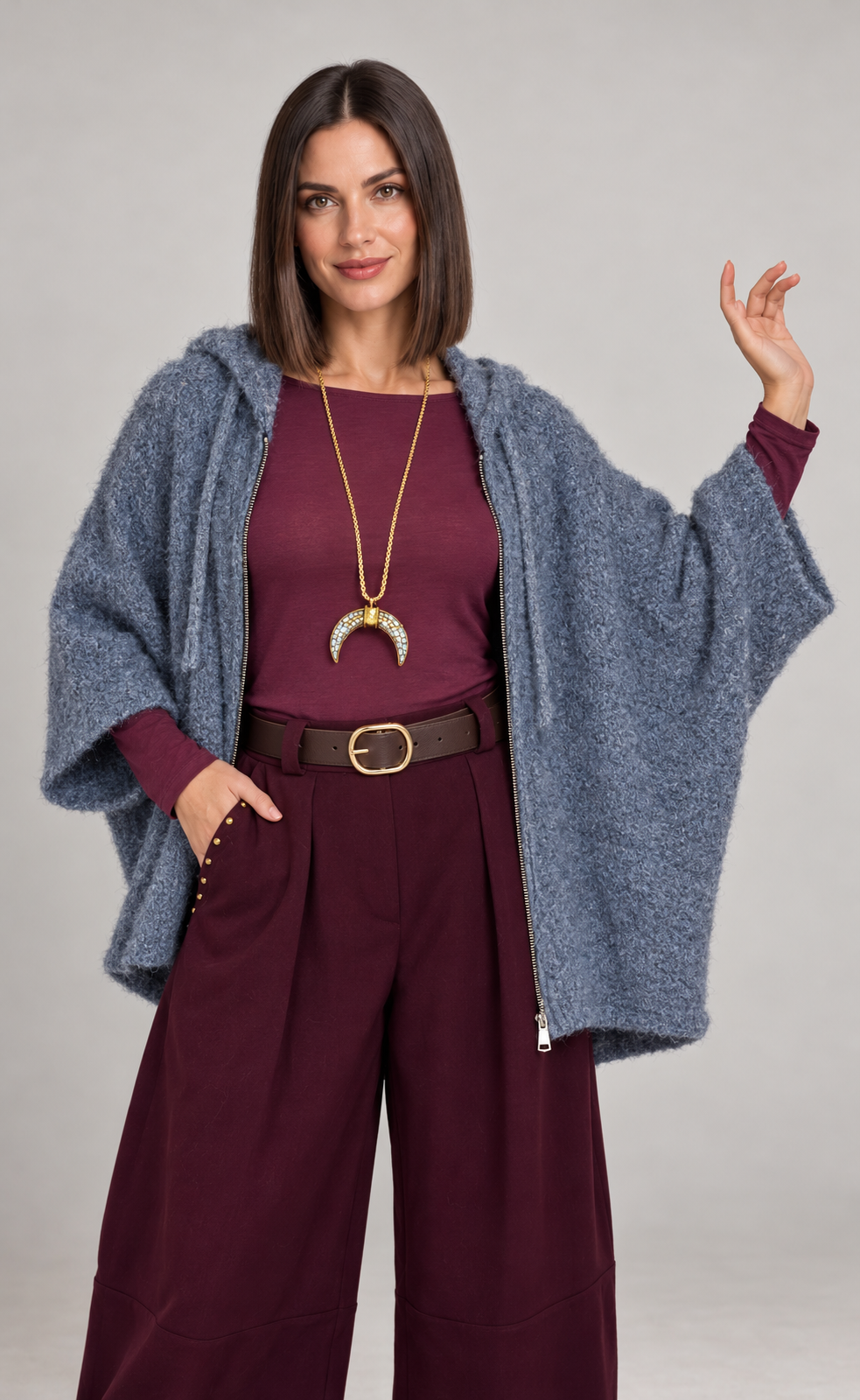 Cardigan con Zip e Cappuccio Selly in vari colori