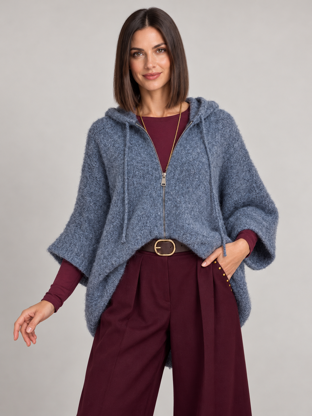 Cardigan con Zip e Cappuccio Selly in vari colori