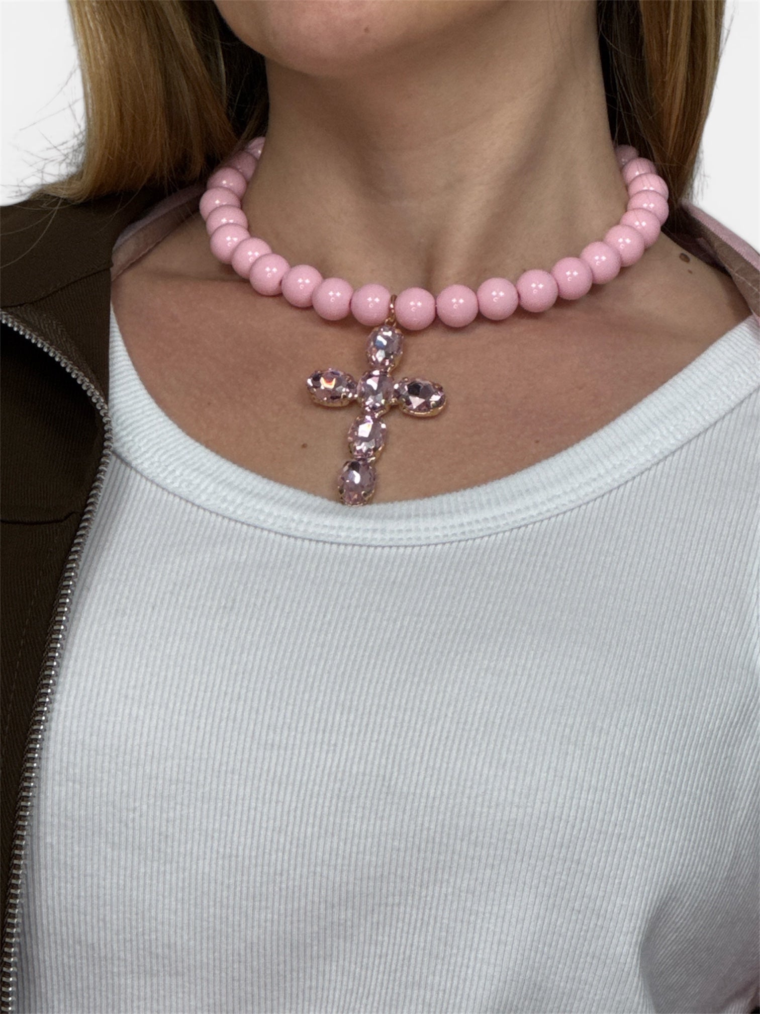 Collana Croce Pink