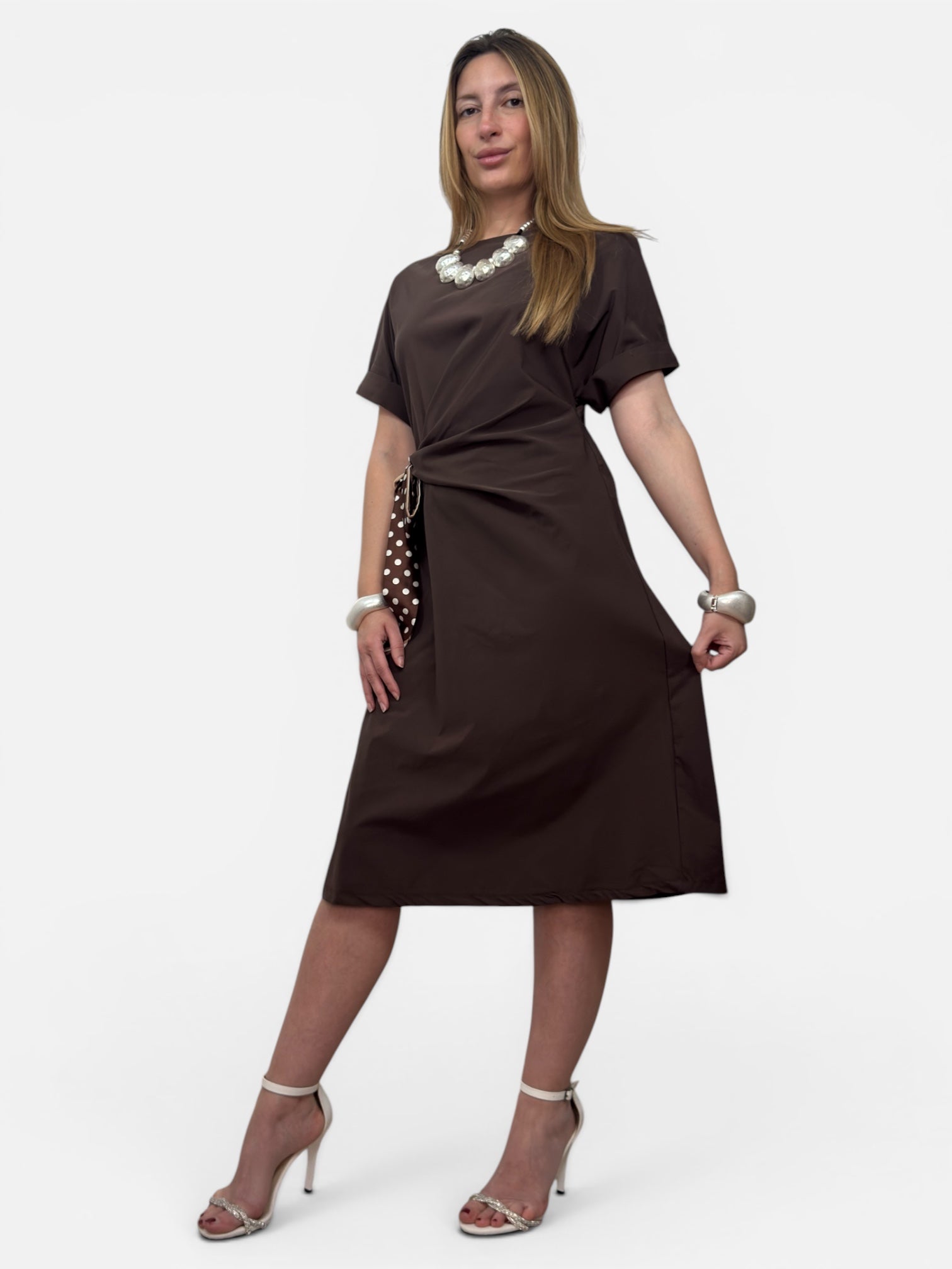 Abito Fiocco Pois Brown