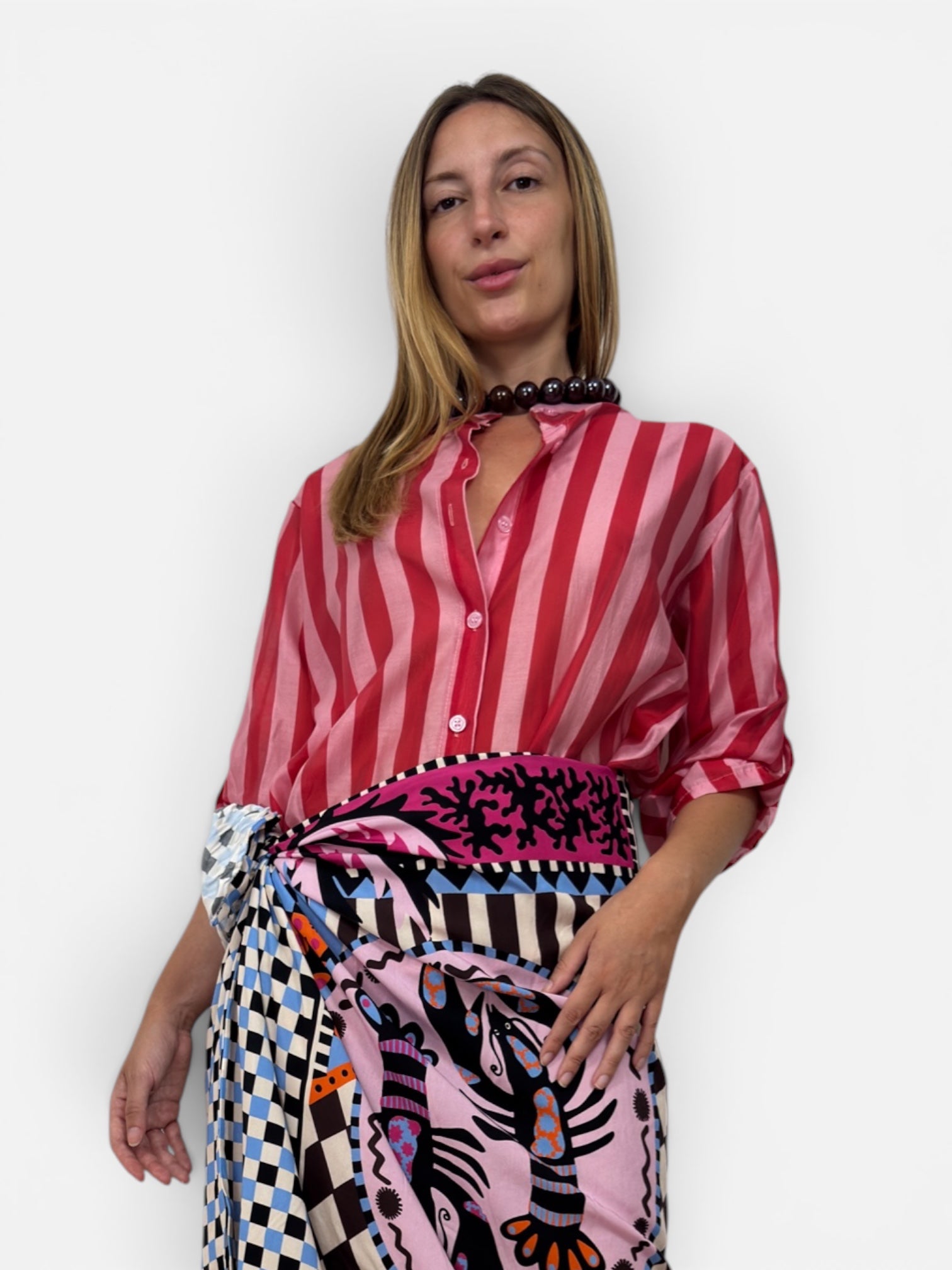 Camicia a Righe Rosa e Fragola