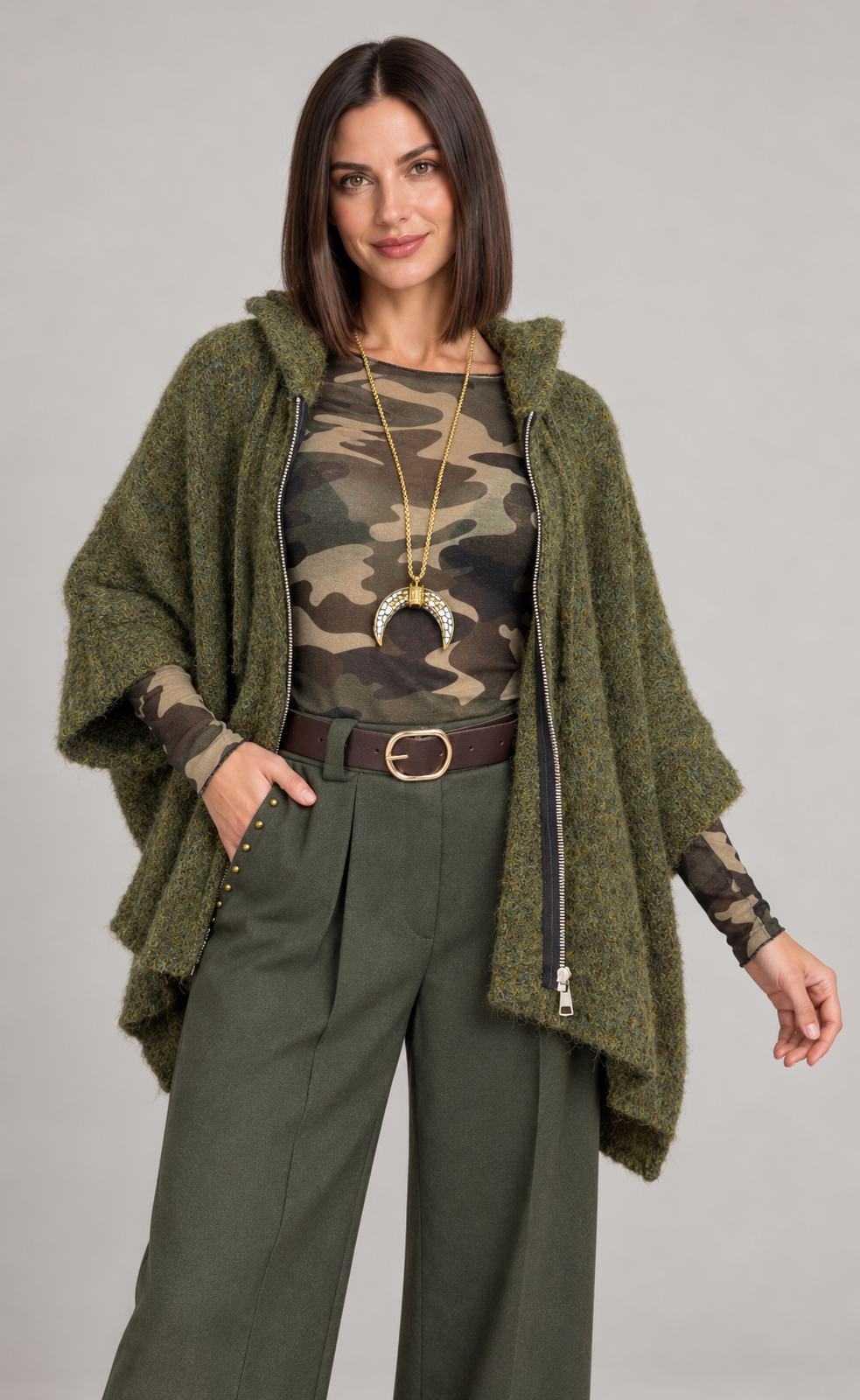 Cardigan con Zip e Cappuccio Selly in vari colori