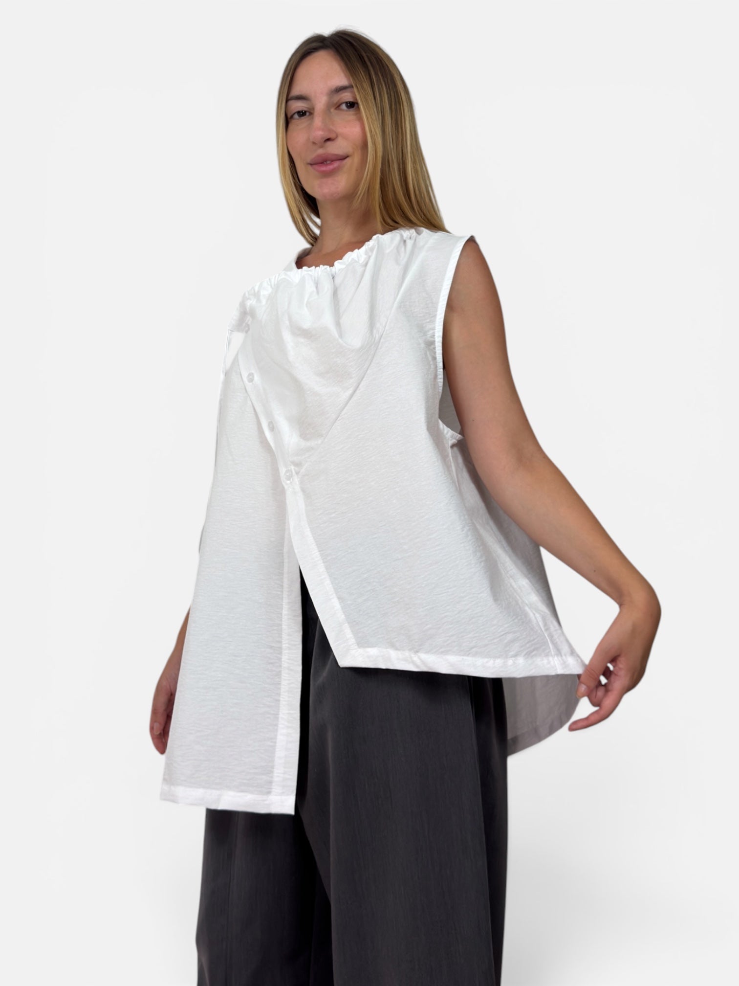 Camicia/Gilet Panama Bianco Aléa Uni