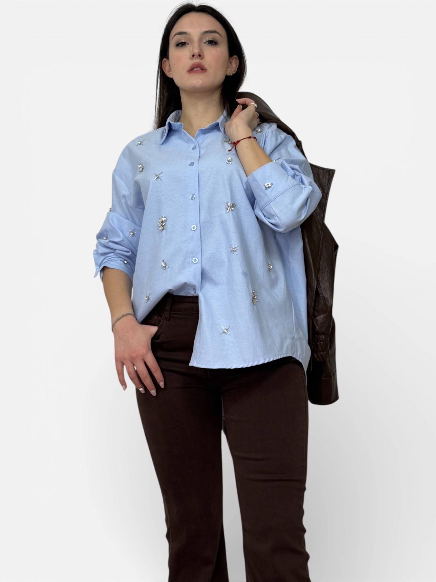 Camicia Azzurra Strass