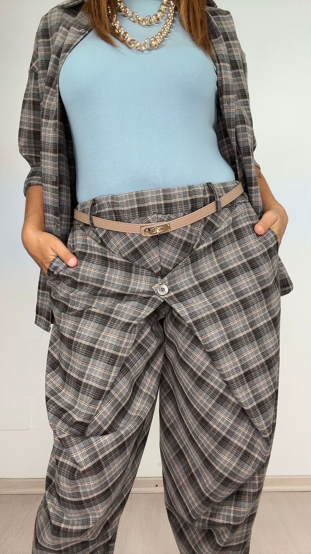 Pantalone Pareo Tartan Grey