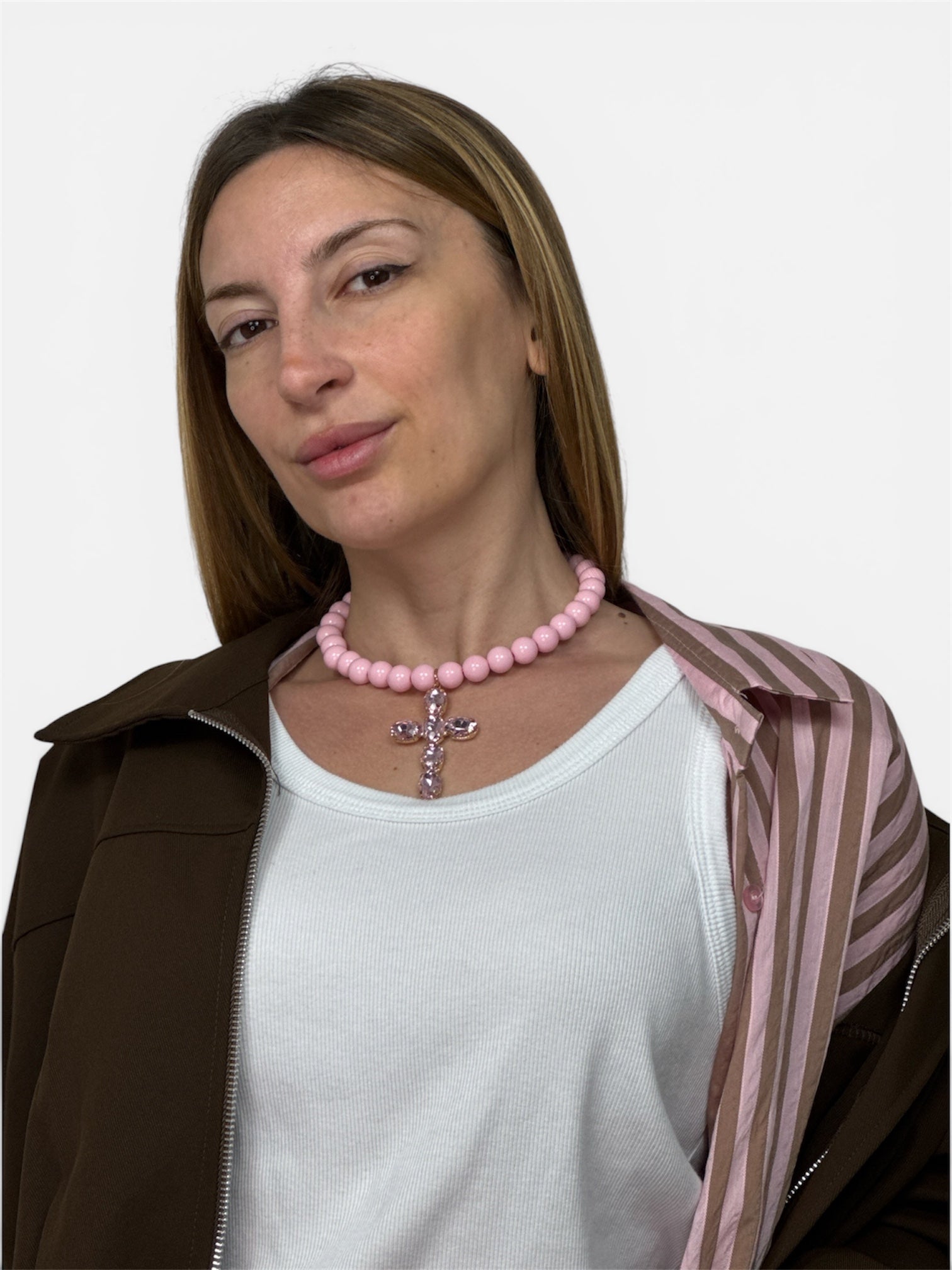 Collana Croce Pink