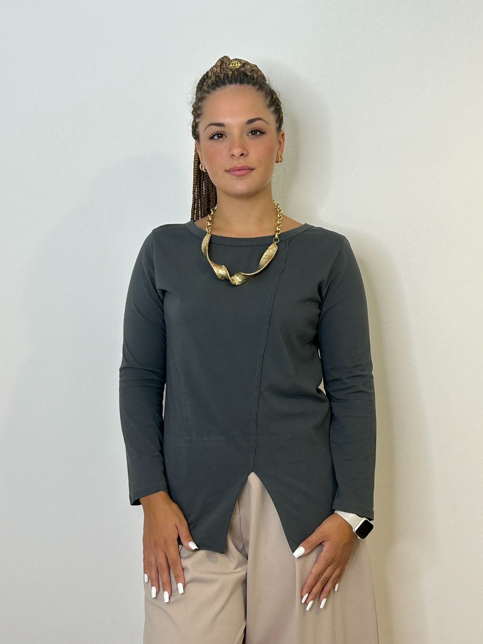 T-shirt con Spacchetto Wendy Trendy Grigio
