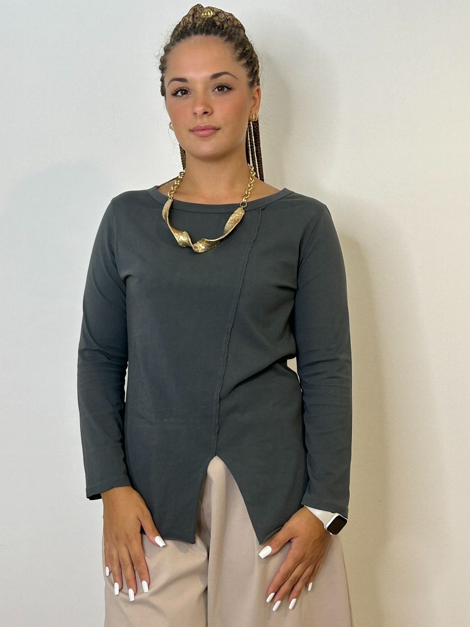 T-shirt con Spacchetto Wendy Trendy Grigio