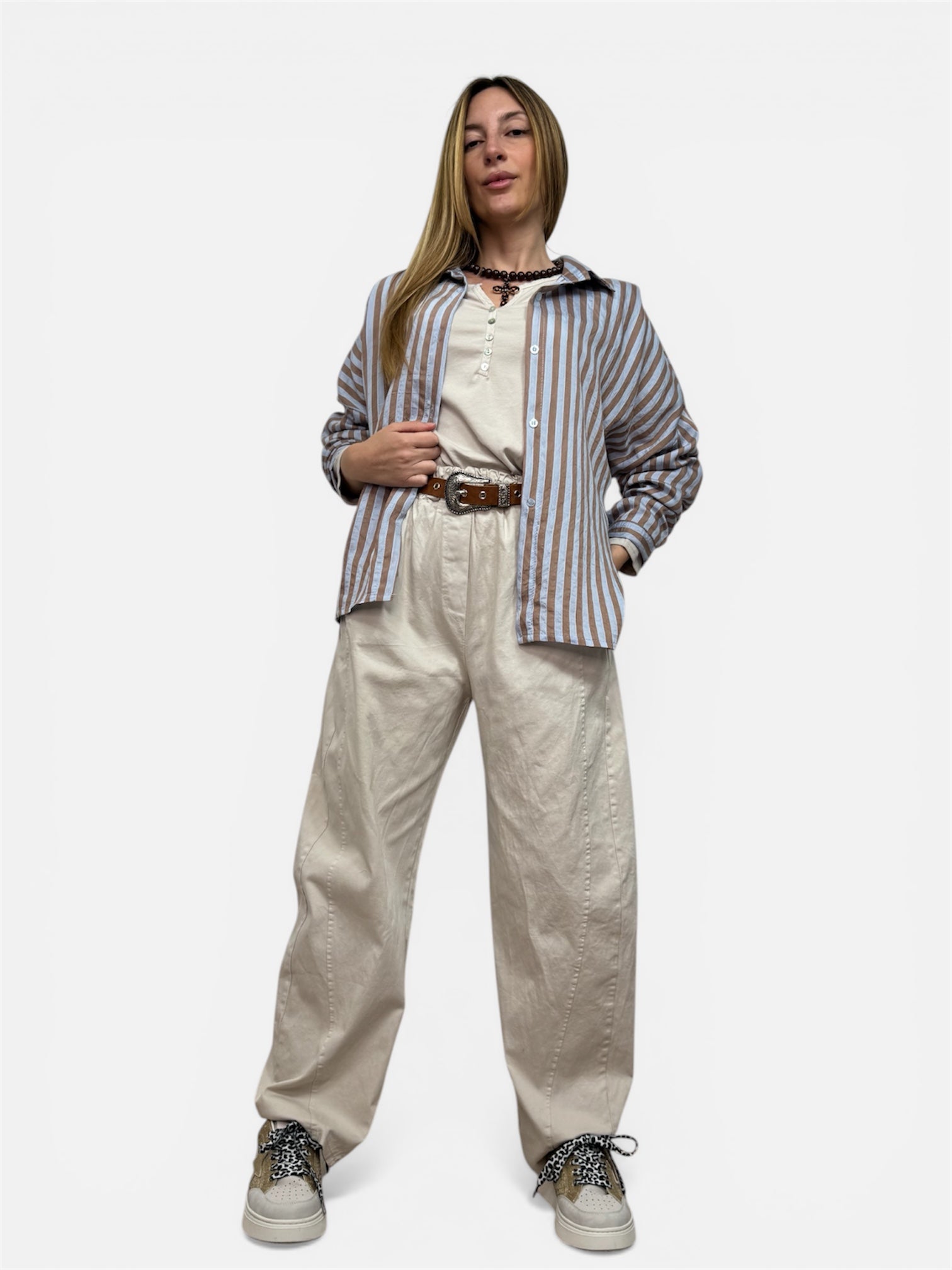 Camicia Bea Azzurra e Beige