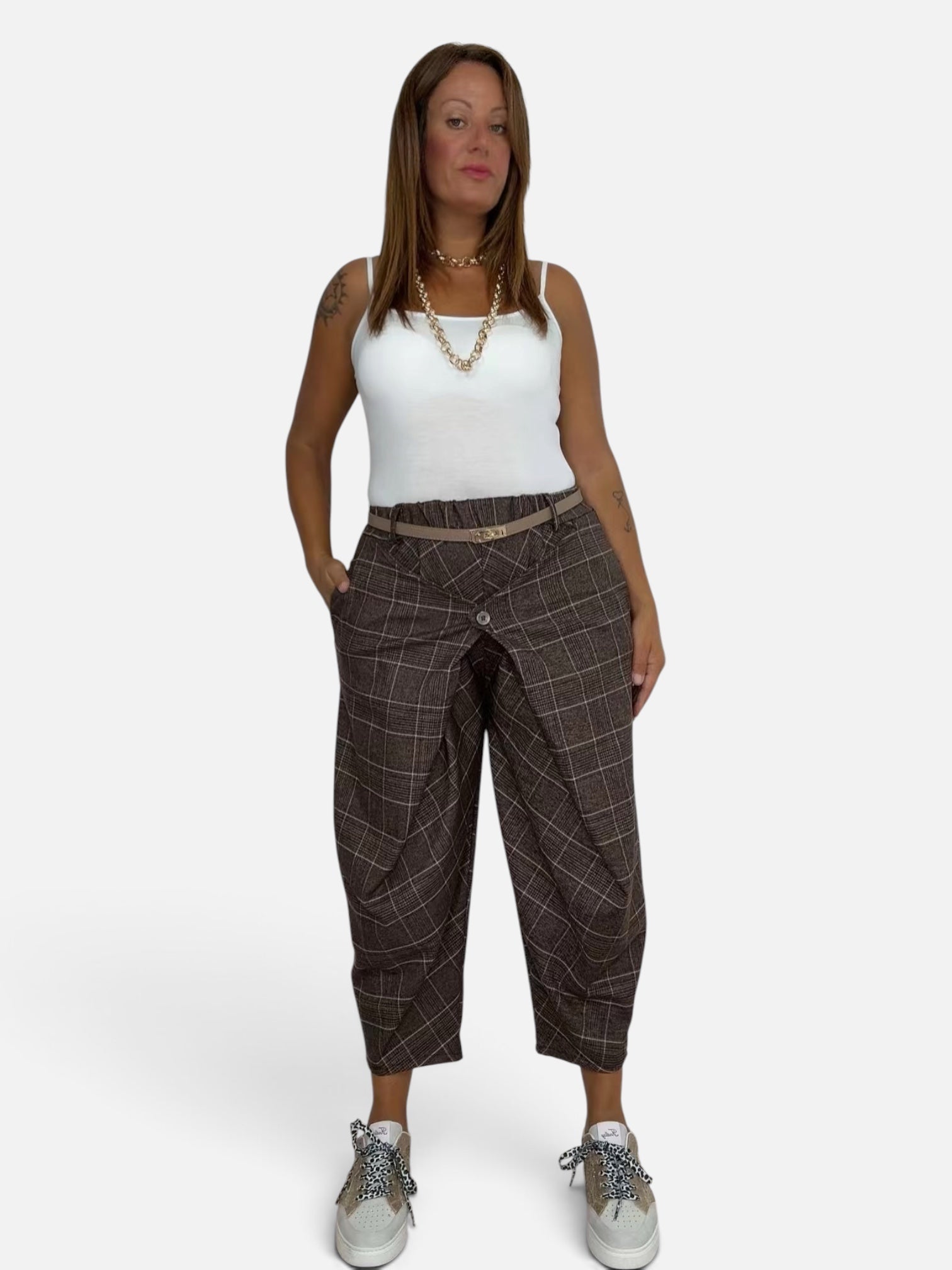 Pantalone Pareo Tartan Brown