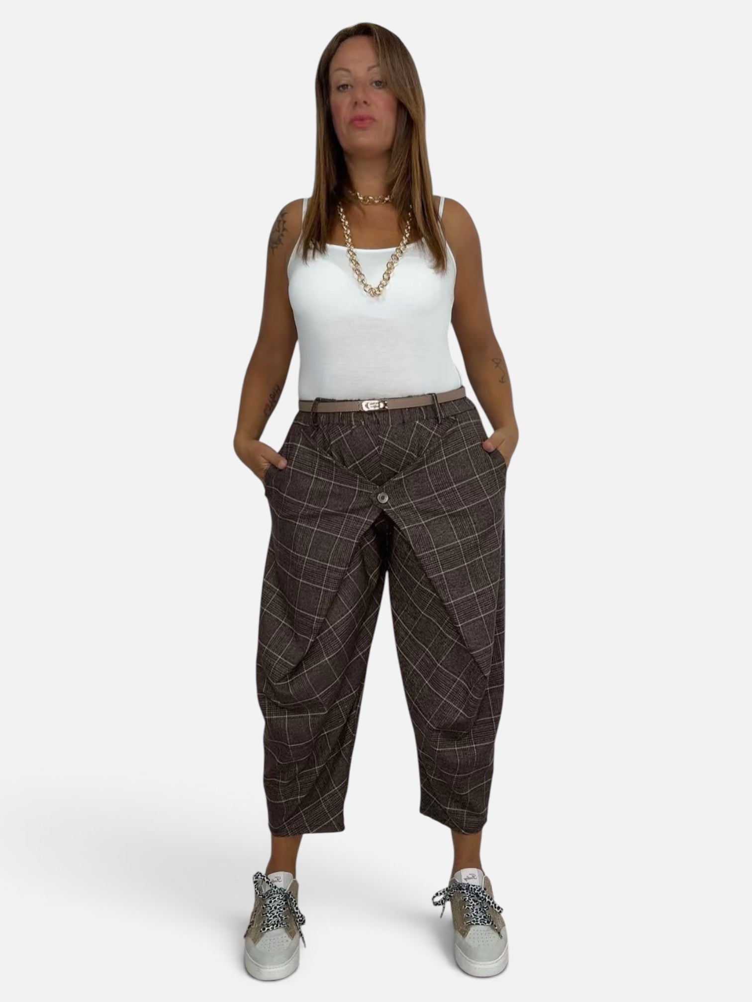 Pantalone Pareo Tartan Brown
