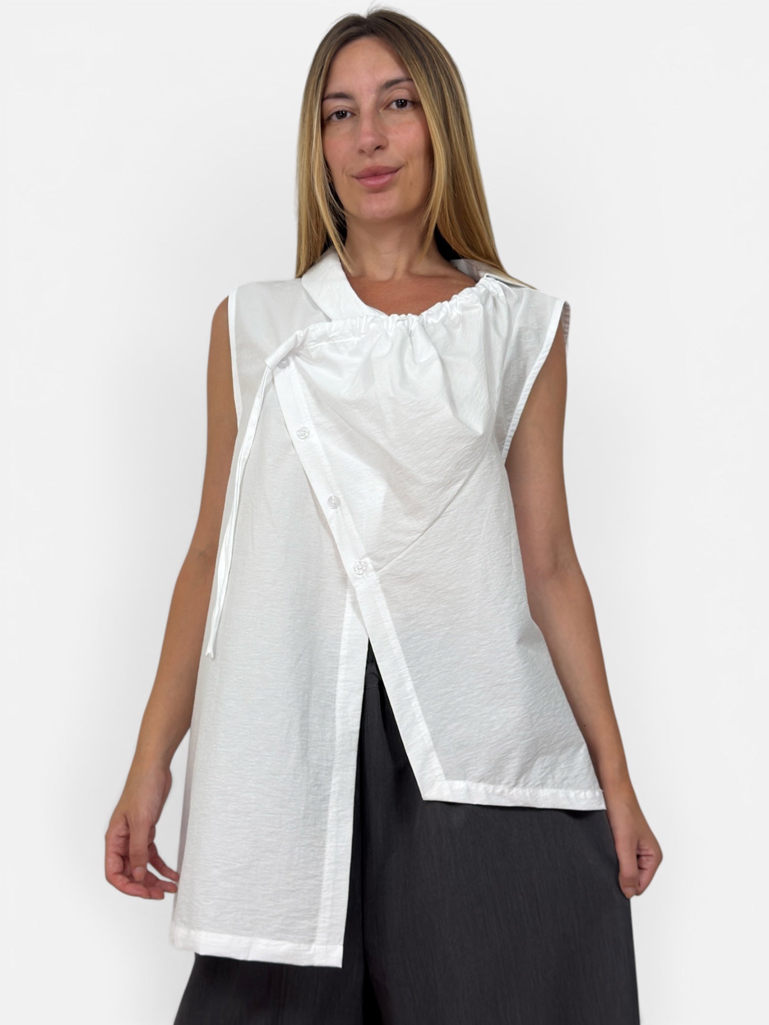 Camicia/Gilet Panama Bianco Aléa Uni