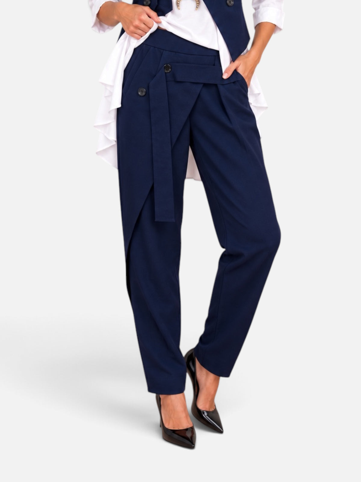 Pantalone Syon Blue 158C – punto Milano con elastico in vita