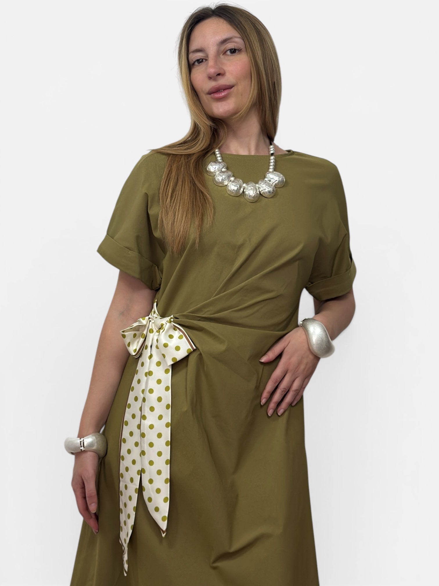 Abito Fiocco Pois Green