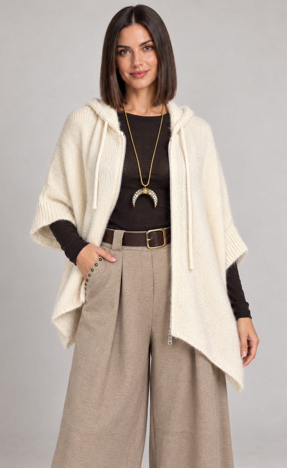 Cardigan con Zip e Cappuccio Selly in vari colori