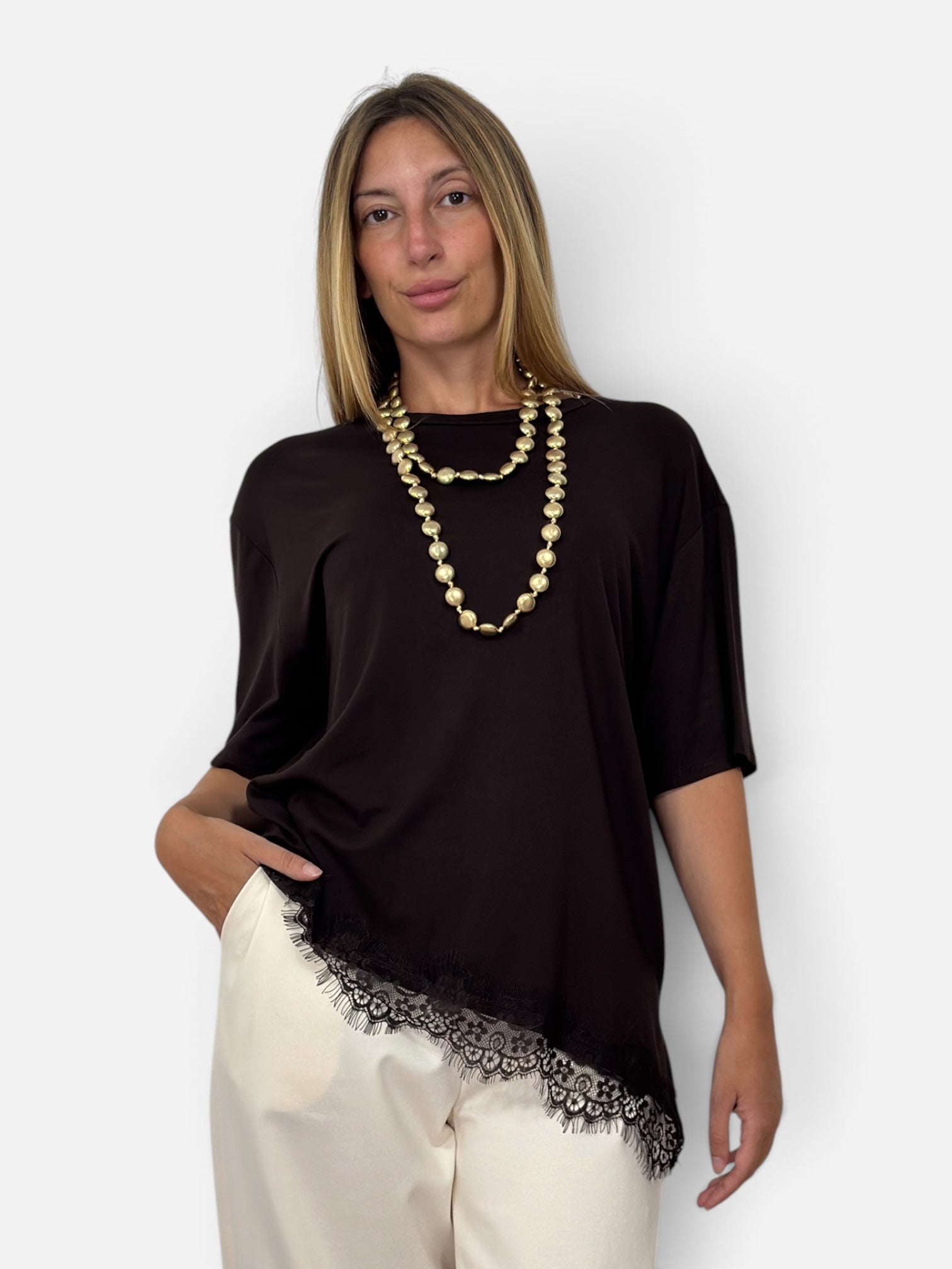 T-Shirt Pizzo Brown