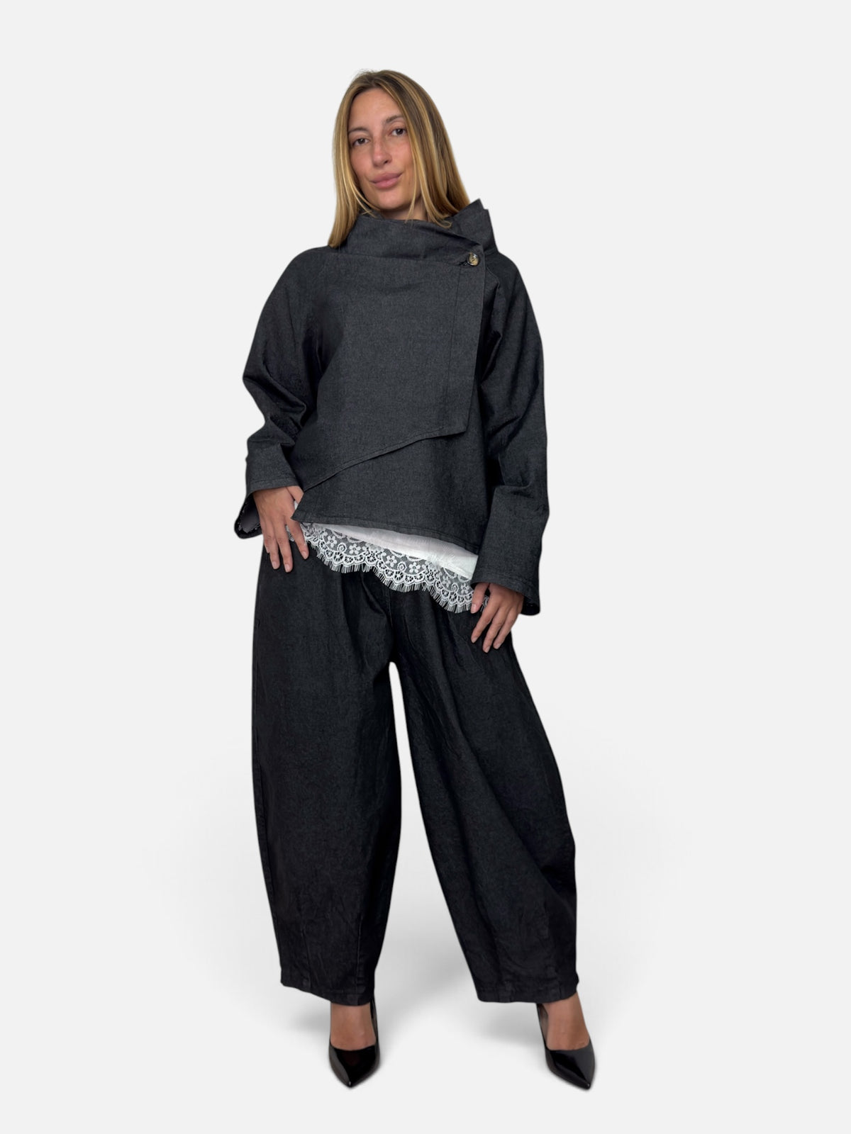 Pantalone Kyr Denim Barrel Black