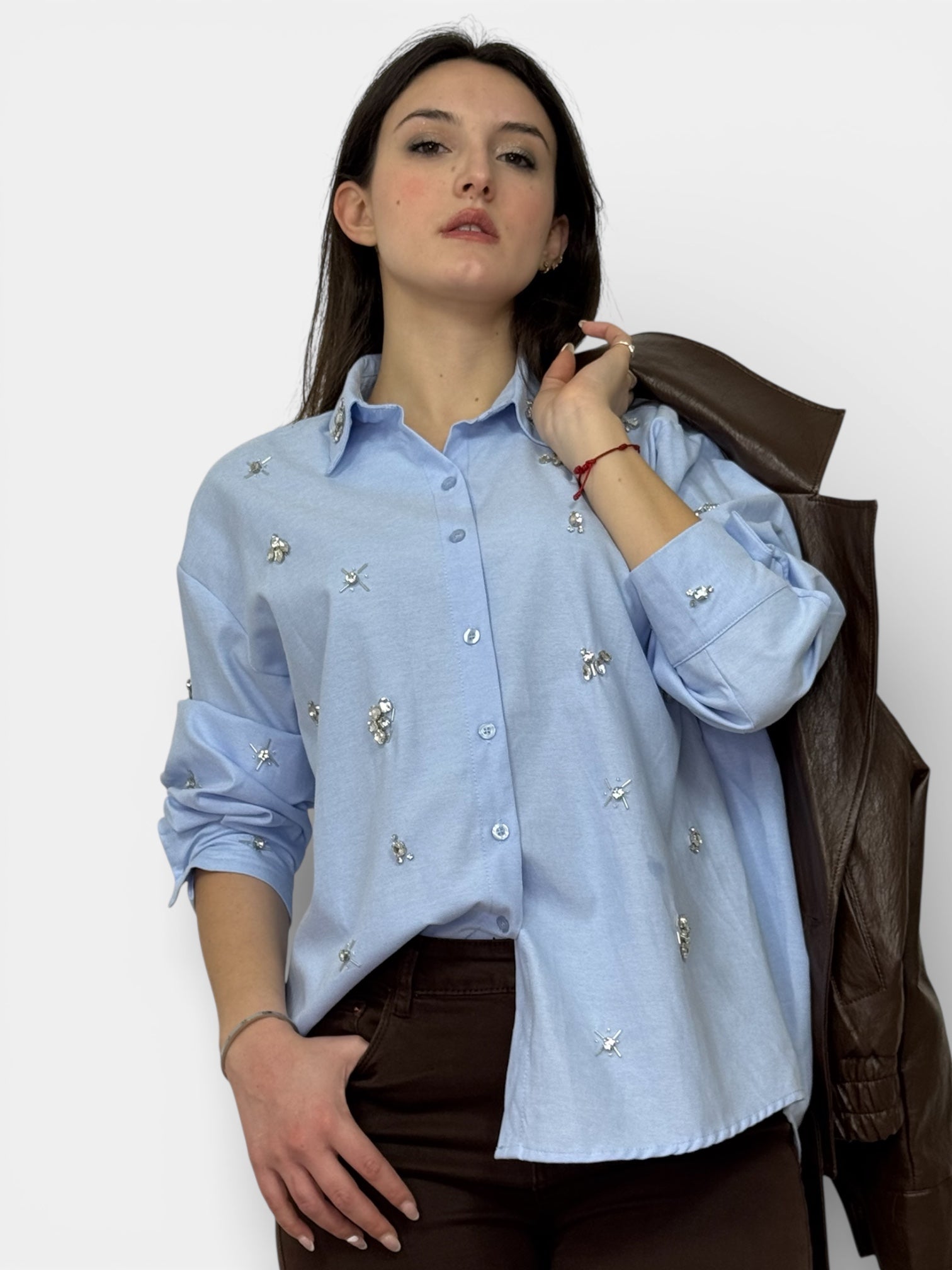 Camicia Azzurra Strass