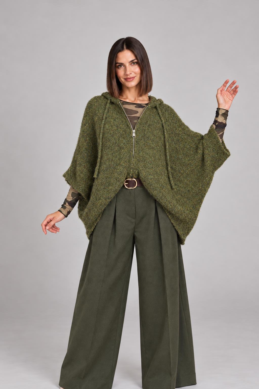 Cardigan con Zip e Cappuccio Selly in vari colori