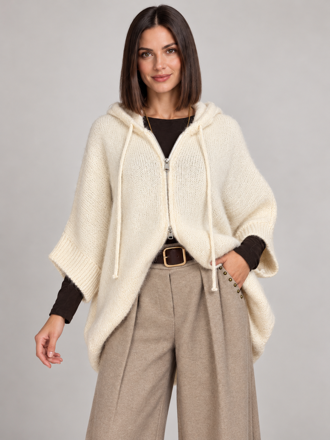 Cardigan con Zip e Cappuccio Selly in vari colori