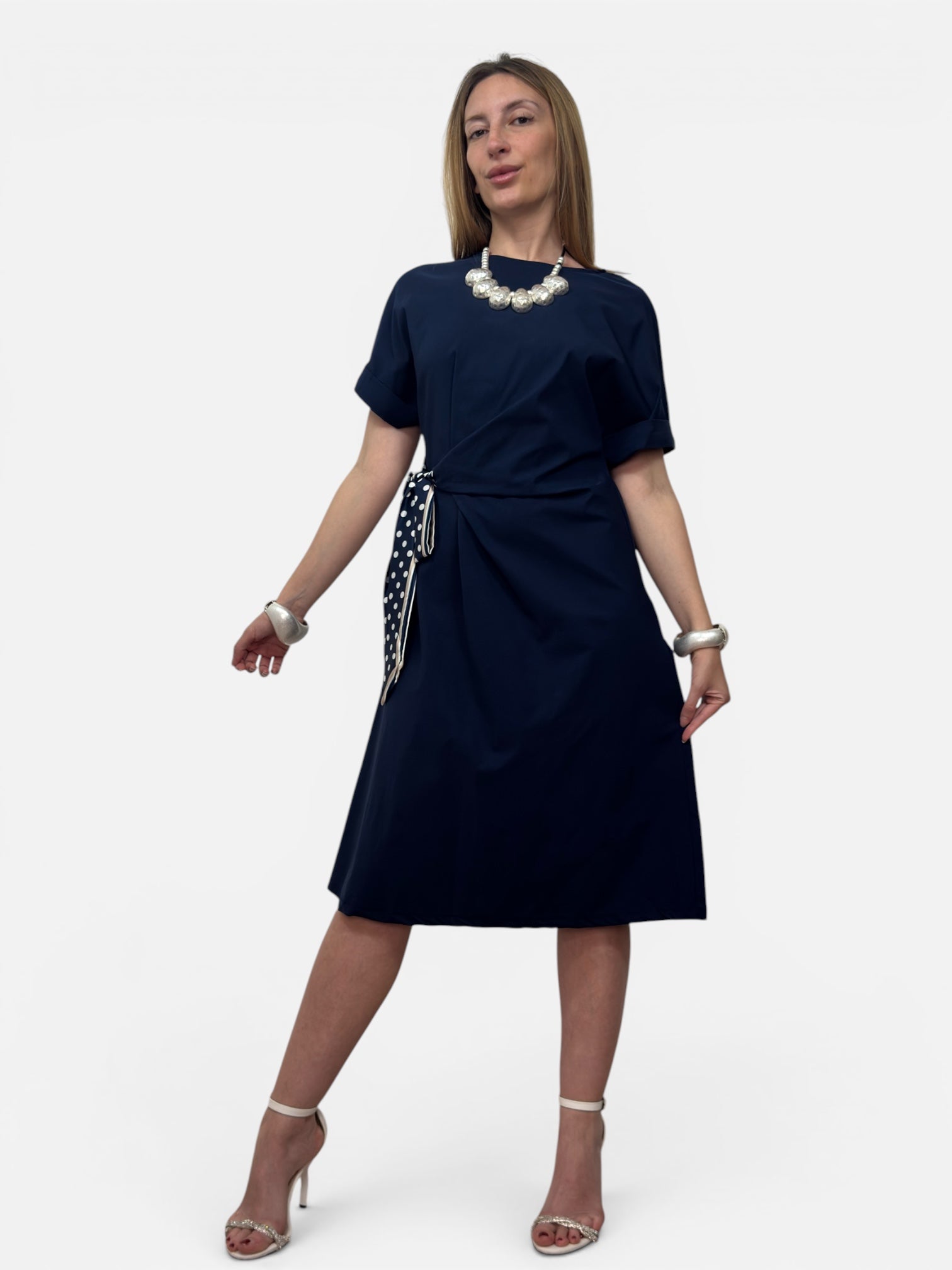 Abito Fiocco Pois Blu