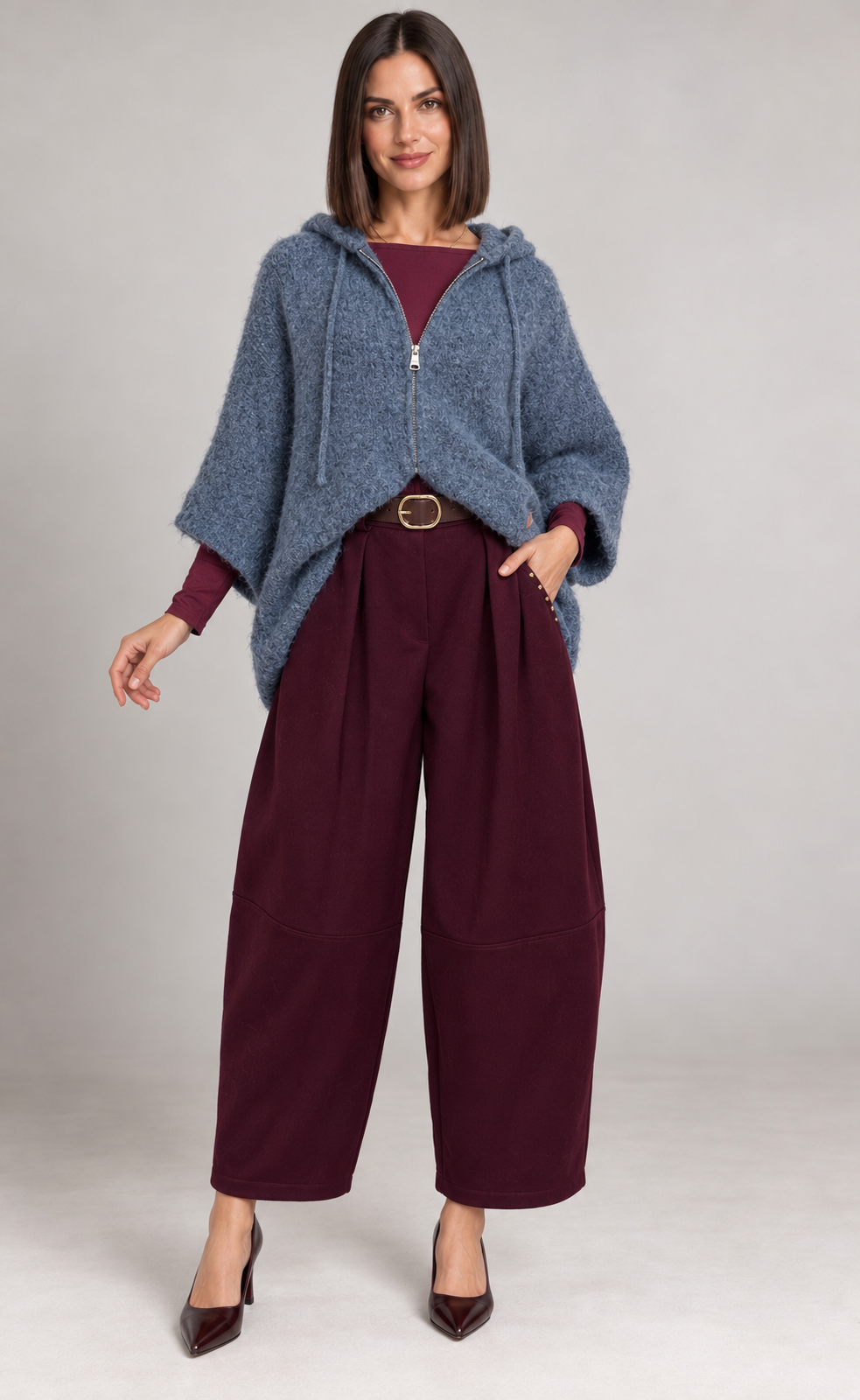 Cardigan con Zip e Cappuccio Selly in vari colori