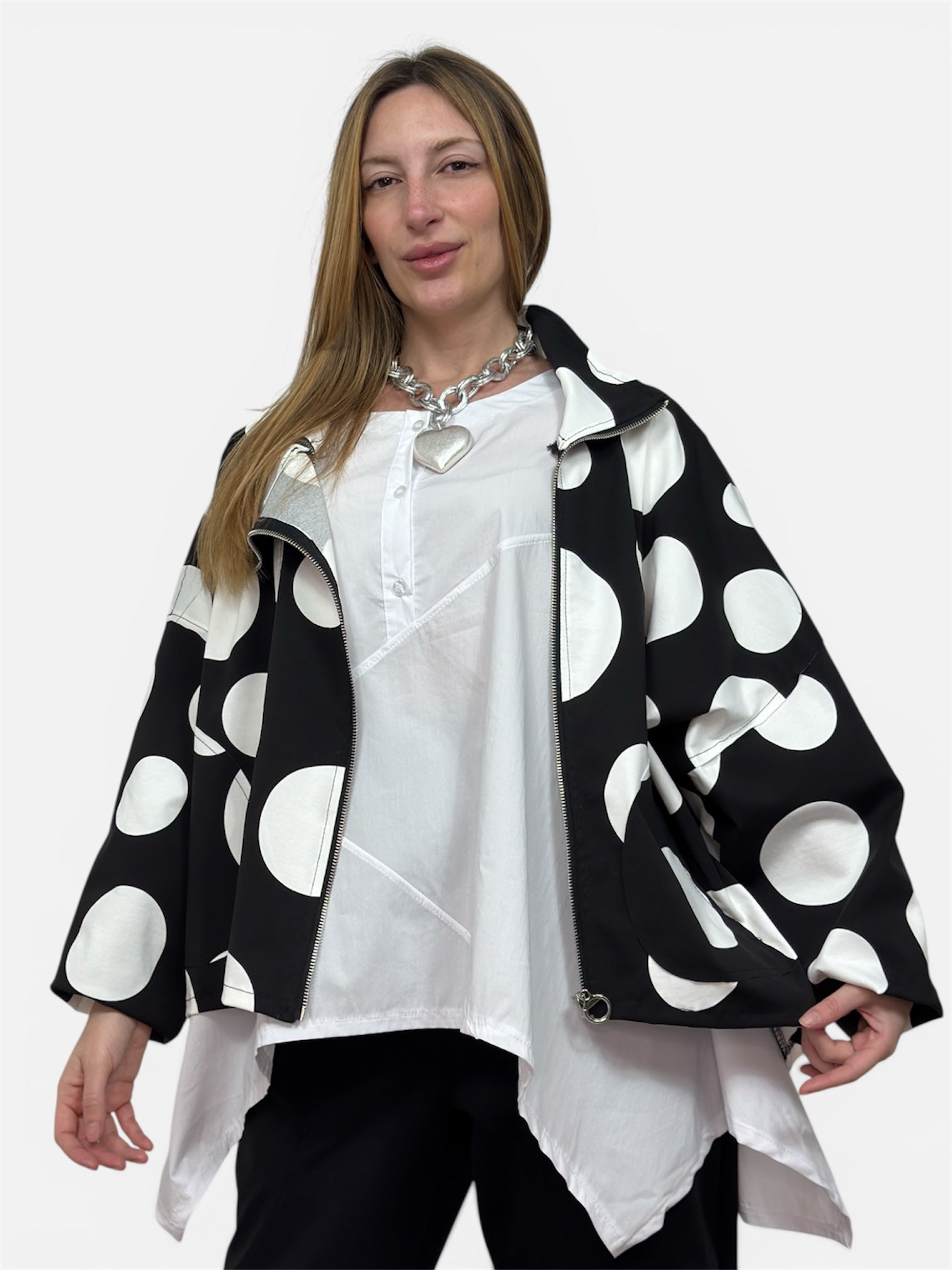 Capospalla con zip a pois 158C