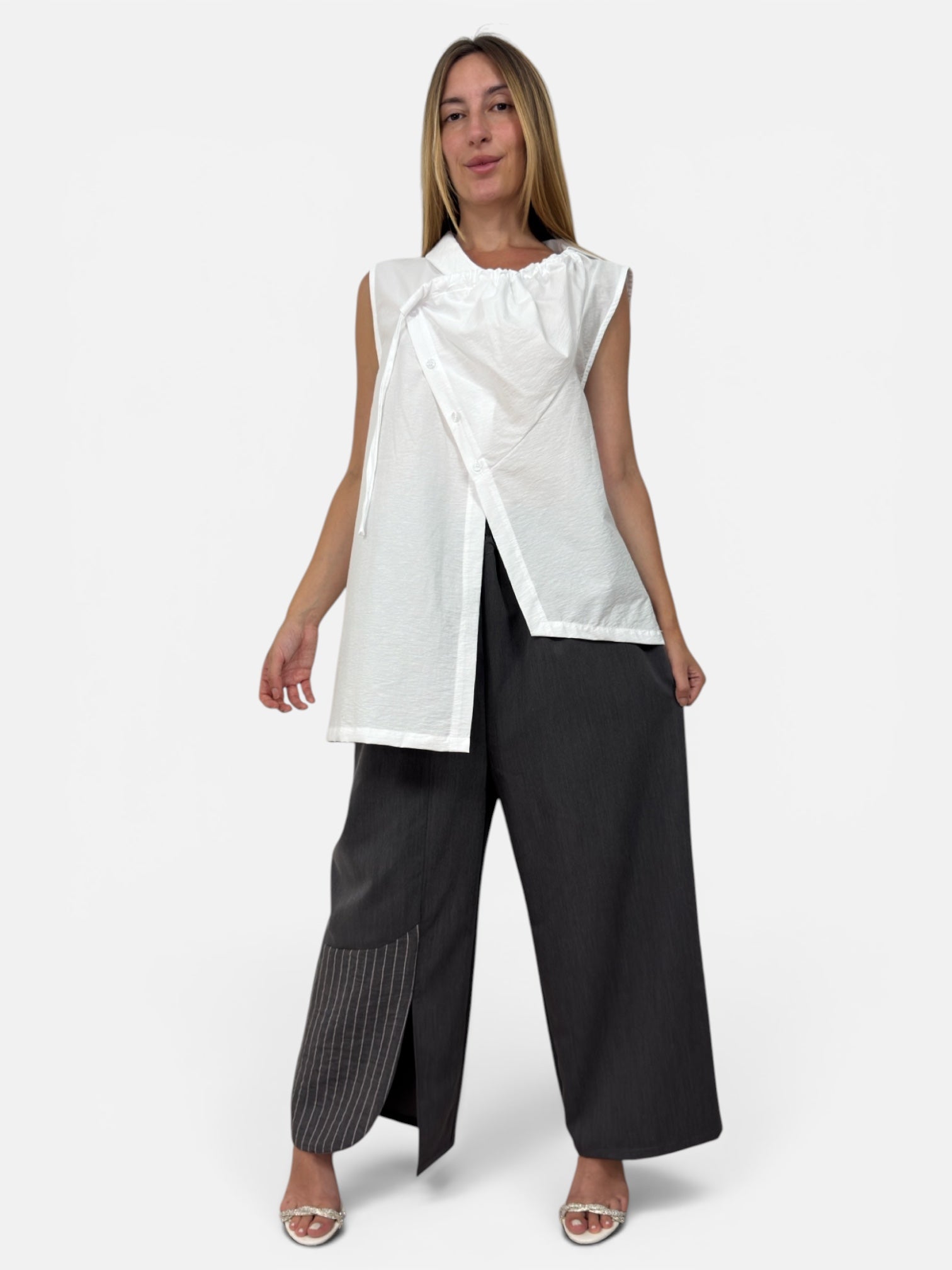 Camicia/Gilet Panama Bianco Aléa Uni