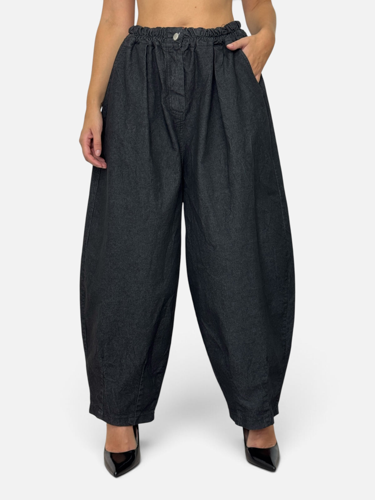 Pantalone Kyr Denim Barrel Black