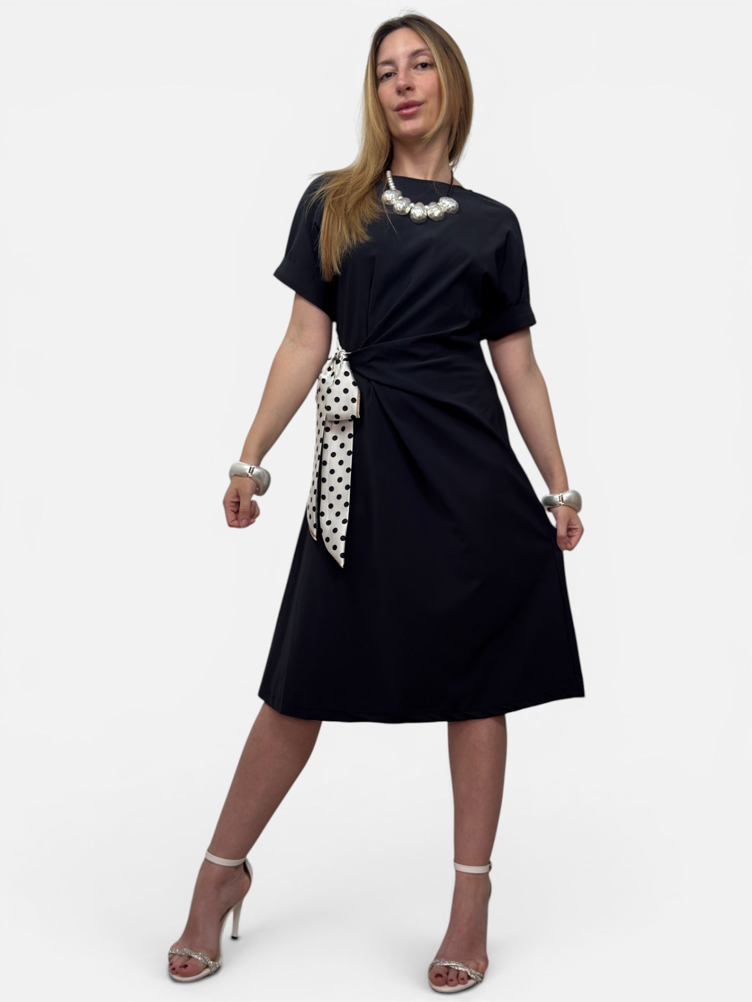 Abito Fiocco Pois Black