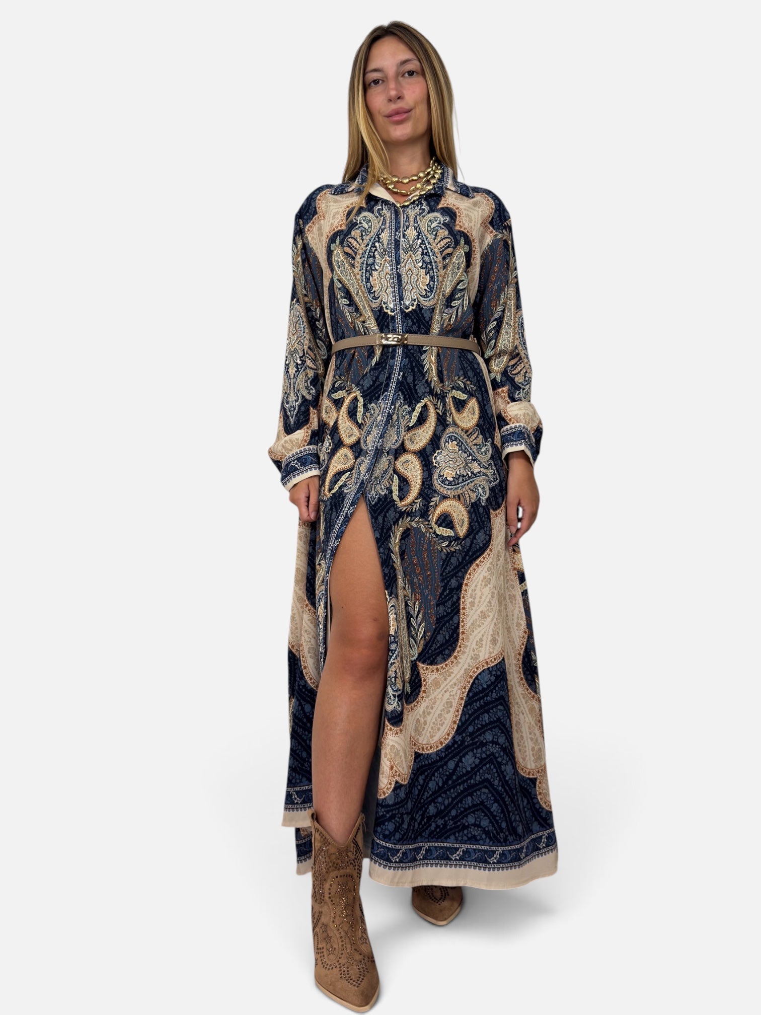 Abito Chloe Bordeaux Blue Brown