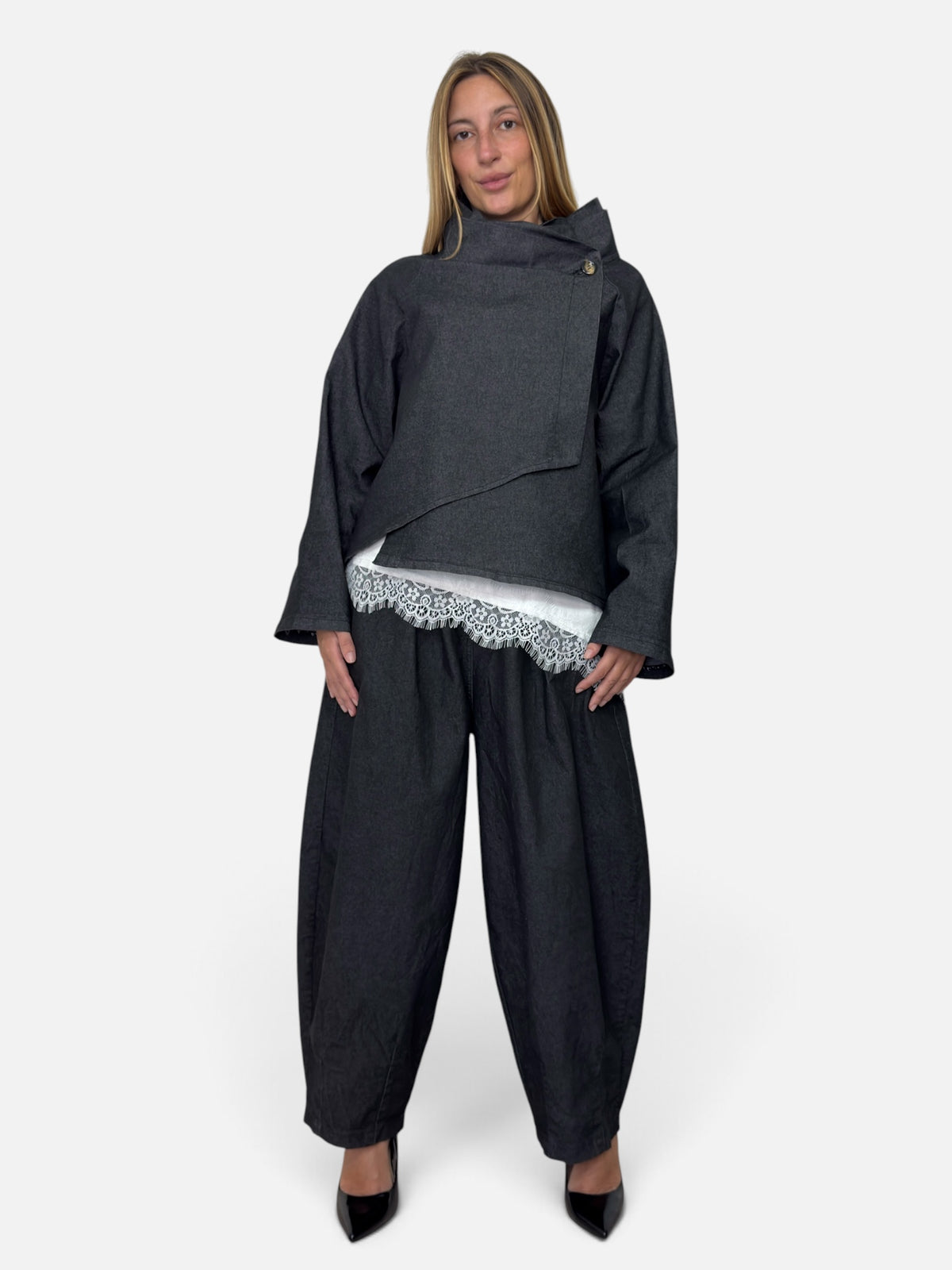 Pantalone Kyr Denim Barrel Black