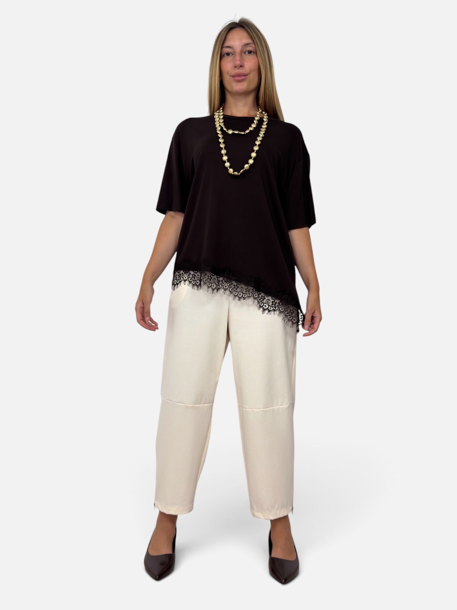 T-Shirt Pizzo Brown